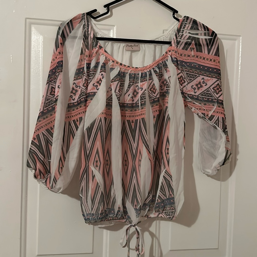 Sheer crop blouse
